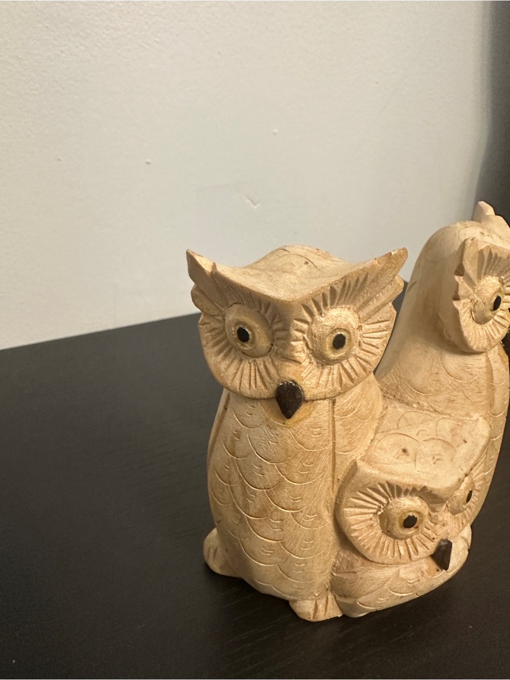 Hand Carved Wooden Owl Family Figurine – 3 Owls Rustic Decor - Picture 2 of 10